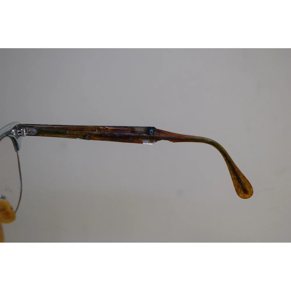 Vintage 1950's RICH LADY Eyeglasses Chrome Silver Etched FLAWS - PARTS OR REPAIR